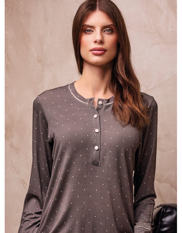 Pigiama donna serafino "Lormar" serie PAPILLON, in viscosa pesante - immagine 2