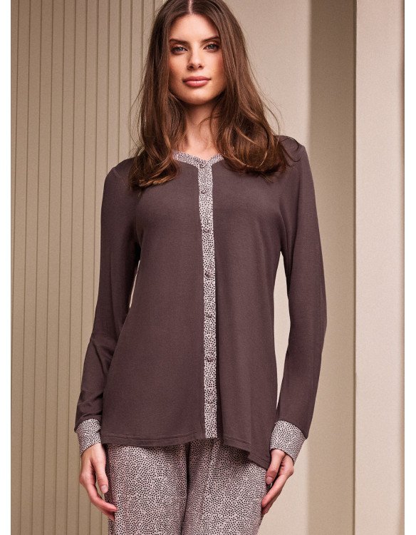 Pigiama donna aperto "Lormar" serie PARIS, in viscosa pesante - immagine 3