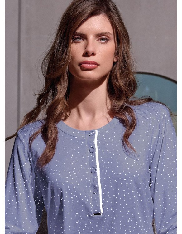 Pigiama donna "Lormar" serafino serie BLOGGER, in viscosa leggera - immagine 2