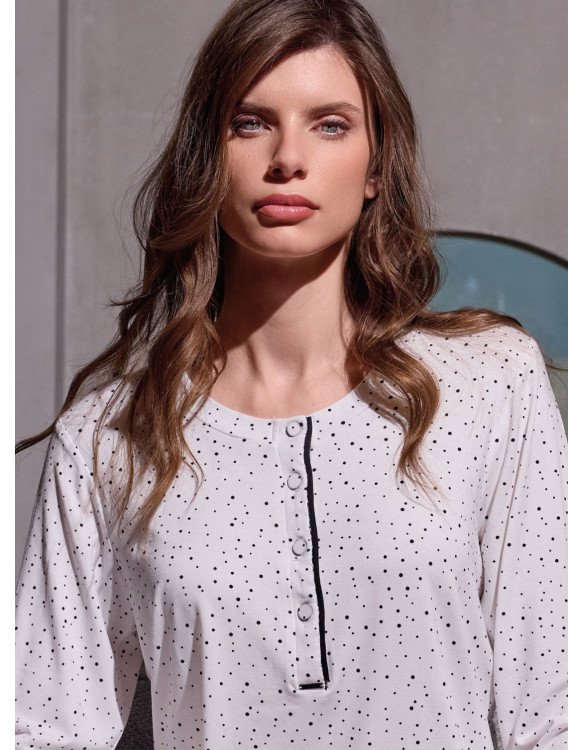 Pigiama donna "Lormar" serafino serie BLOGGER, in viscosa leggera - immagine 4