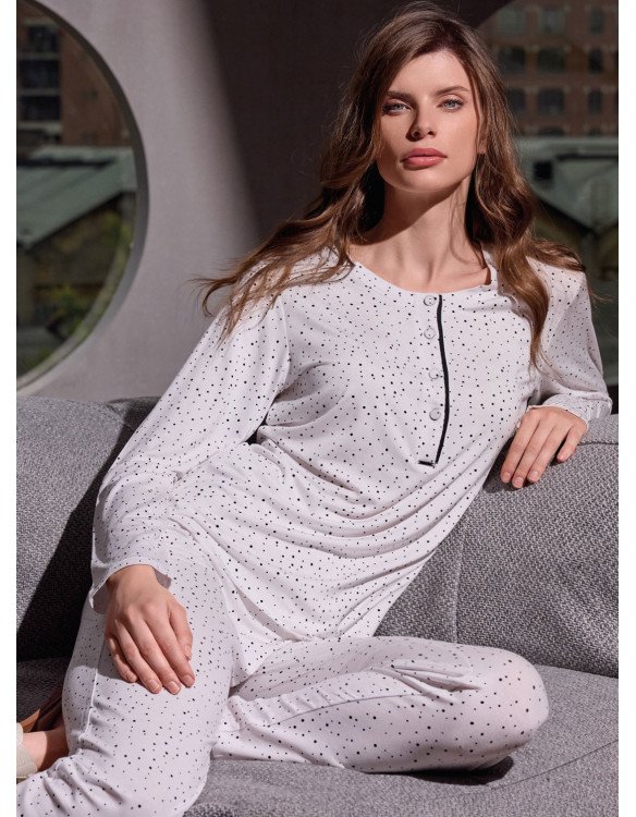 Pigiama donna "Lormar" serafino serie BLOGGER, in viscosa leggera - immagine 5