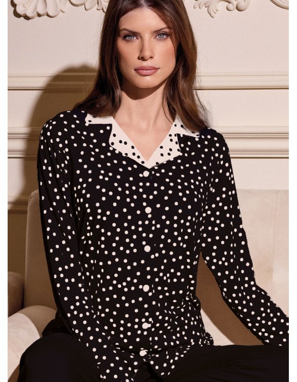 Pigiama donna "Lormar" aperto serie LIAISON, in viscosa leggera - immagine 5