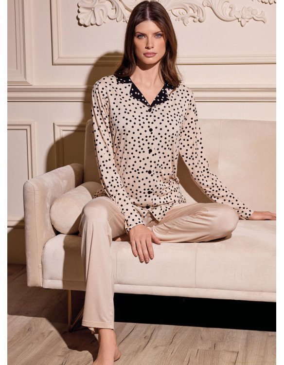 Pigiama donna "Lormar" aperto serie LIAISON, in viscosa leggera - immagine 3