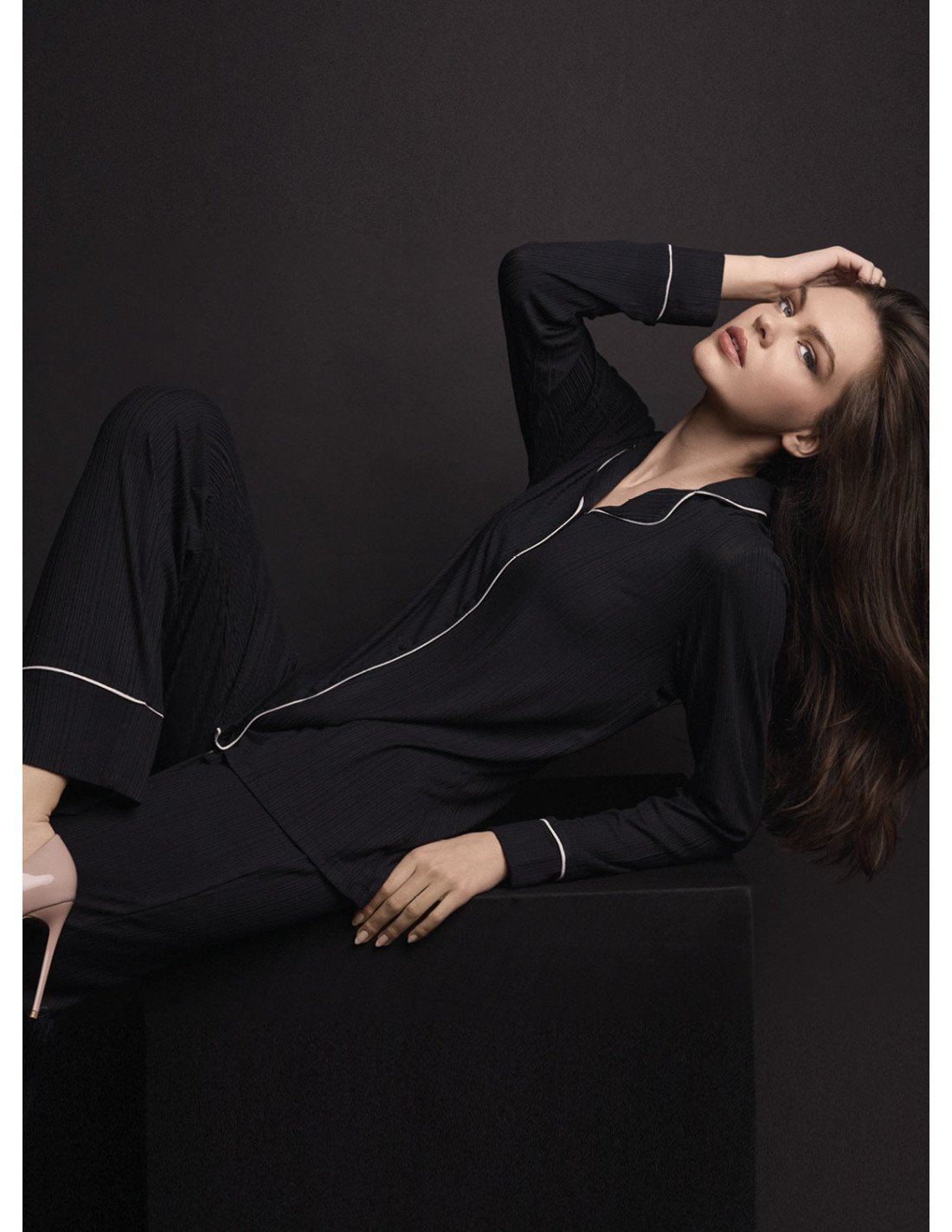 Pigiama donna Lormar aperto WELLNESS in viscosa pesante - immagine 2