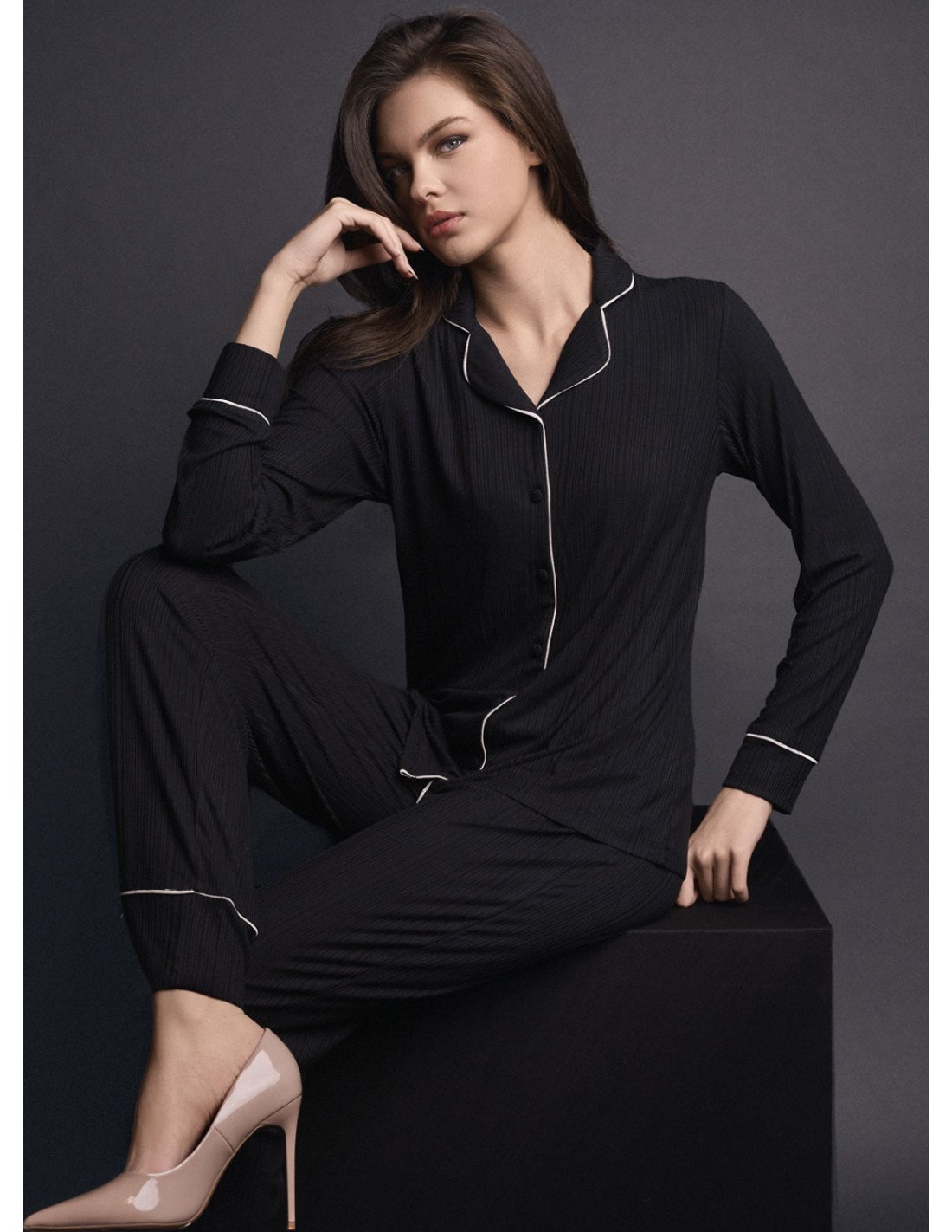 Pigiama donna Lormar aperto WELLNESS in viscosa pesante